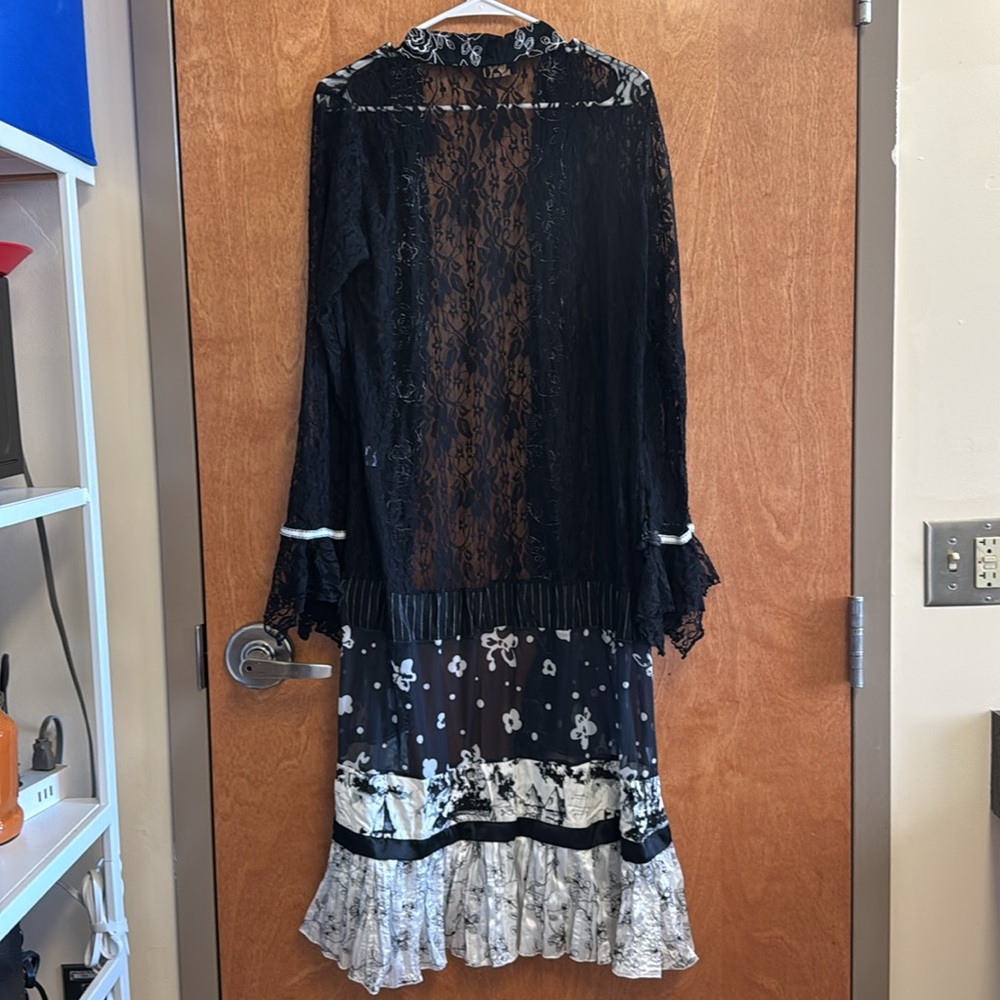 Lee Andersen Duster Lace Embellished Couture Designer Floral Piece Vintage XS - Picture 9 of 12